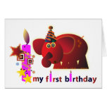 Cartes d'anniversaire animales : Premier anniversa