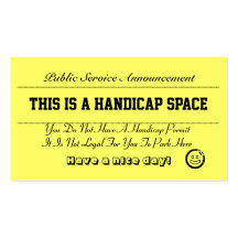 Cartes d'avis de stationnement d'handicap carte de visite