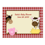 Cartes de conseil de baby shower de bébés de ferme cartes postales