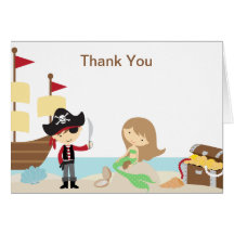 Cartes de note de Merci de pirate et de sirène