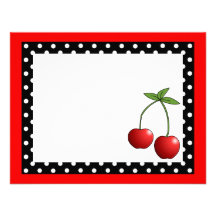 Cartes de note plates de Merci de cerises rouges m Invitations
