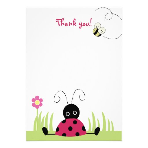 Cartes de note plates de Merci de petite coccinell Invitation Personnalisée