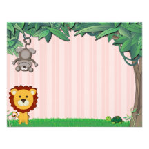 Cartes de note roses d'amis de jungle faire-parts