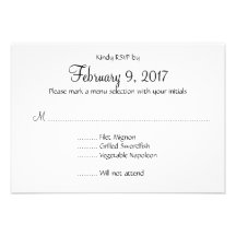 Cartes- de réponse noires et blanches simples de m invitation