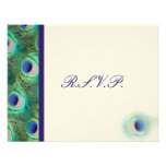 cartes de rsvp de paon de bleu de cobalt invitation personnalisée