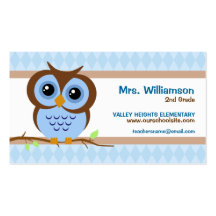 Cartes de visite bleus de professeur d'Owly Modèles De Cartes De Visite