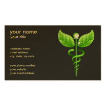 Cartes de visite de médecine douce de caducée cartes de visite personnelles