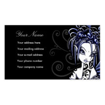 Cartes de visite féeriques d'art de tatouage bleu  cartes de visite professionnelles