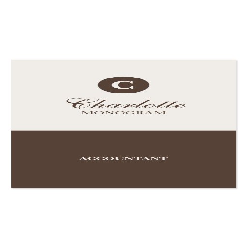 Cartes de visite simples de monogramme de chocolat modèle de carte de visite