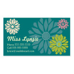 Cartes de visite turquoises de flower power cartes de visite professionnelles