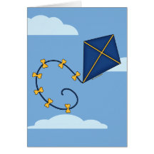 Cartes de voeux bleues mignonnes de cerf-volant