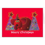 Cartes de voeux de Noël : Éléphant rouge 2