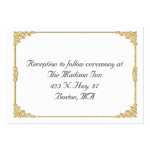 Cartes d'or de clôture de mariage de cadre cartes de visite personnelles