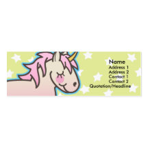 Cartes maigres de profil de licorne rose d'enfants modèles de cartes de visite