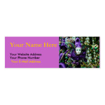 Cartes minces de motif de mardi gras cartes de visite personnelles