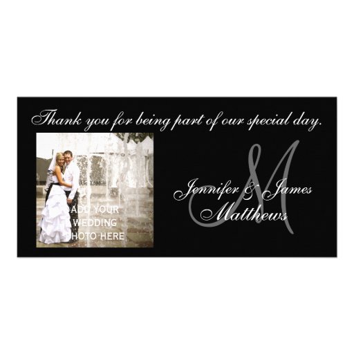 Cartes noires et blanches de monogramme de Merci d Photocartes