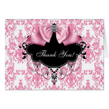 Cartes noires roses de Merci de damassé
