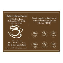 Cartes perforées de magasin de café carte de visite