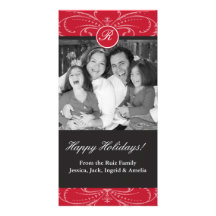 Cartes photos de Noël - rouge et noir de fantaisie Photocartes Personnalisées