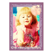Cartes photos d'un d'ans anniversaire de filles cartes de visite professionnelles