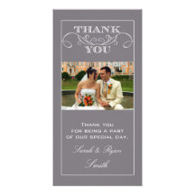 Cartes photos gris chics de Merci de mariage Cartes Avec Photo