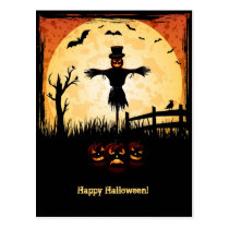 Cartes postales de Halloween d'épouvantail et de c cartes postales