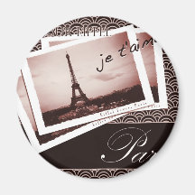 Cartes postales de photographie de cru de Paris Magnets Pour Réfrigérateur