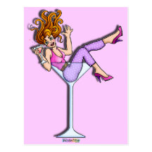 Cartes postales - fille dans un verre de Martini, 