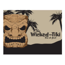 Cartes postales mauvaises de barre de Tiki