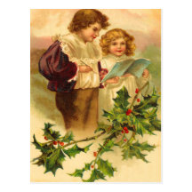 Cartes postales vintages de Noël de houx