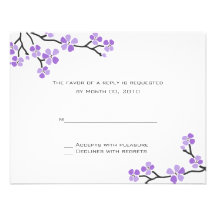 Cartes pourpres des fleurs de cerisier RSVP Faire-parts