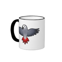 Cartoon African Grey / Amazon / Parrot Coffee Mugs