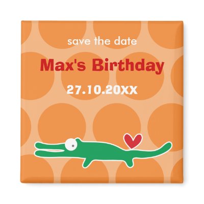 Cartoon Alligator Kid Custom Save The Date Magnet by fatfatin_mini_me