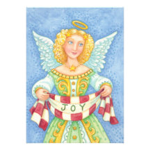 Cartoon Angel Happy Joy Merry Christmas Party Personalized Invites