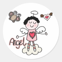 Cartoon Angel Round Sticker