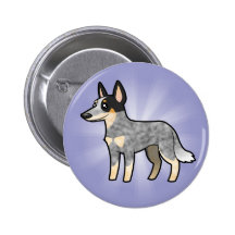 Cartoon Australian Cattle Dog / Kelpie Pinback Button