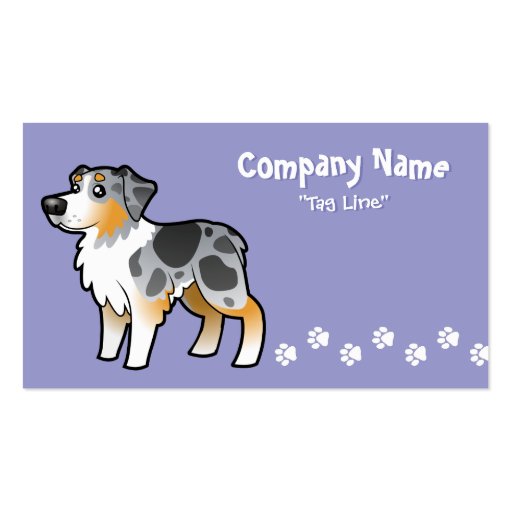 Cartoon Australian Shepherd Business Card Template