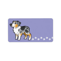 Cartoon Australian Shepherd Labels