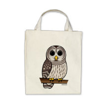 Cartoon Barred Owl Canvas Bags