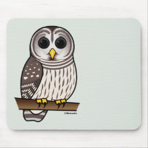 Cartoon Barred Owl Mouse Pads