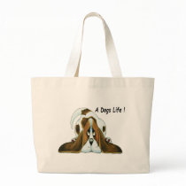 Cartoon Basset Hound, A Dog's Life Tote Bag