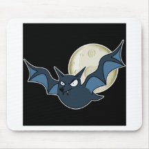 Cartoon Bat & Moon (Blue/White Version) Mouse Pad
