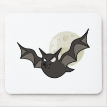 Cartoon Bat & Moon Design (Brown Version) Mouse Pad