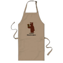 Cartoon Bear With Huge Hamburger Aprons