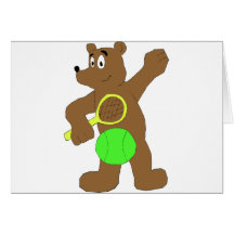 Cartoon Bear With Tennis Racket Greeting Card
