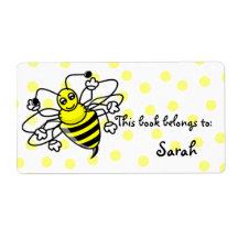 Cartoon Bee Book Plate Custom Shipping Labels