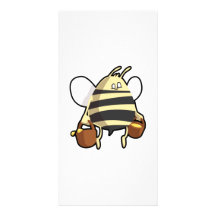 Cartoon Bee Carrying Honey Photo Greeting Card