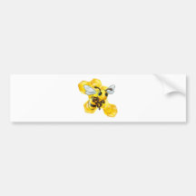 Cartoon bee with honeycomb bumper sticker