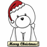 Cartoon Bichon Frise Christmas Ornament Cut Outs