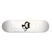 Cartoon Black Cat Smiling Skateboard